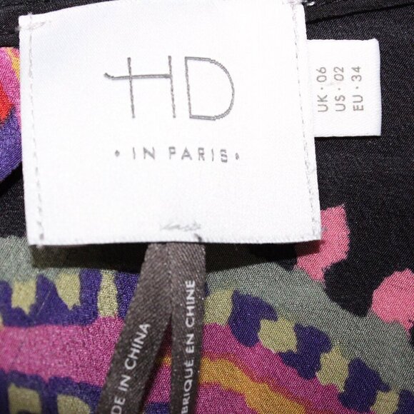 Anthropologie HD in Paris Paisley 100% Silk Tank 2 Black Asymmetrical Chic Top - Picture 3 of 3